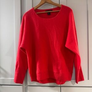 Tahari 100% 2-Ply Cashmere Sweater Dark Pink Scoop Neck Dolman Sleeve Womens XL